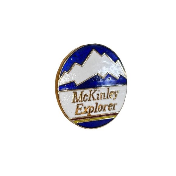 McKinley Explorer Lapel Pin Alaska 1" Diameter Blue White - Picture 3 of 5